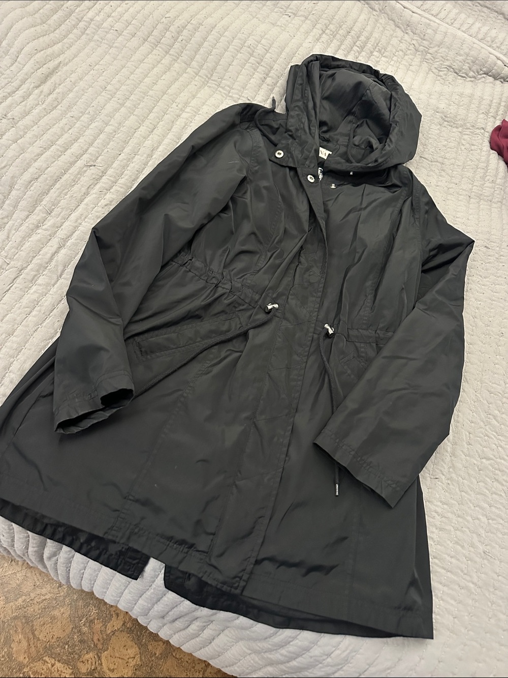 Merona Basic Black Hooded Rain Anorak Jacket